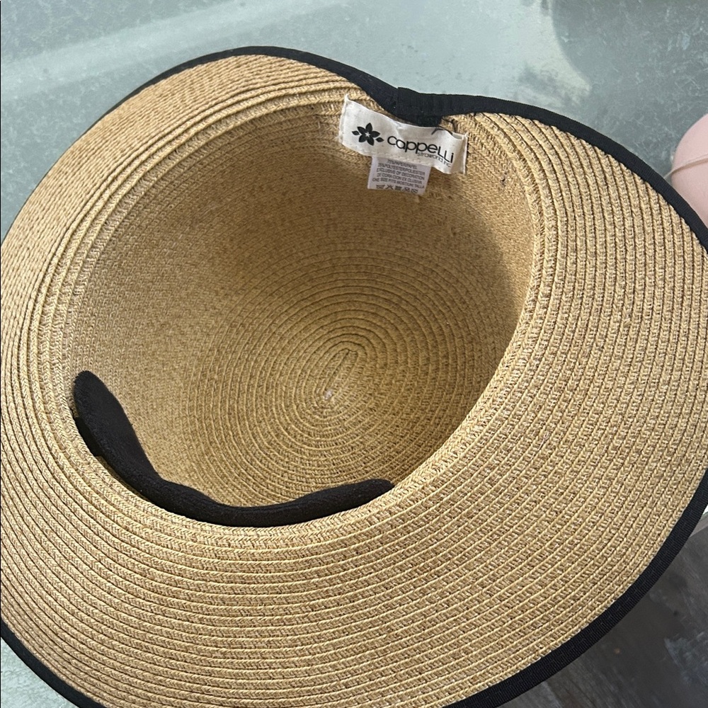 Capelli of New York Beige Hat with Black Trim - Picture 3 of 3